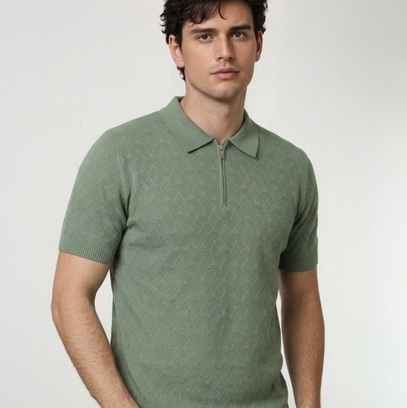 T-SHIRT CON ZIP TONY MORO VERDE