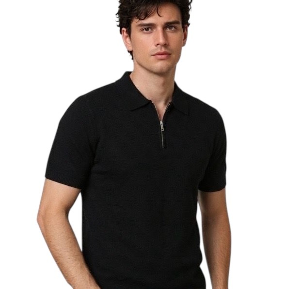 T-SHIRT CON ZIP TONY MORO NERA 